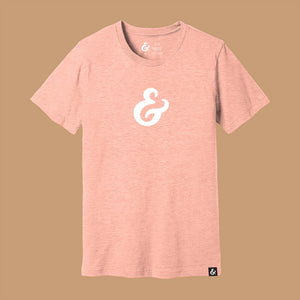 Peach T-shirt with a white ampersand on the front